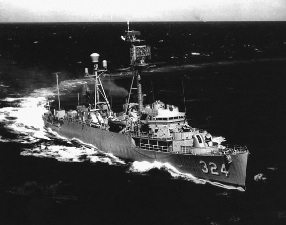 A U.S. Navy destroyer escort in the ocean
