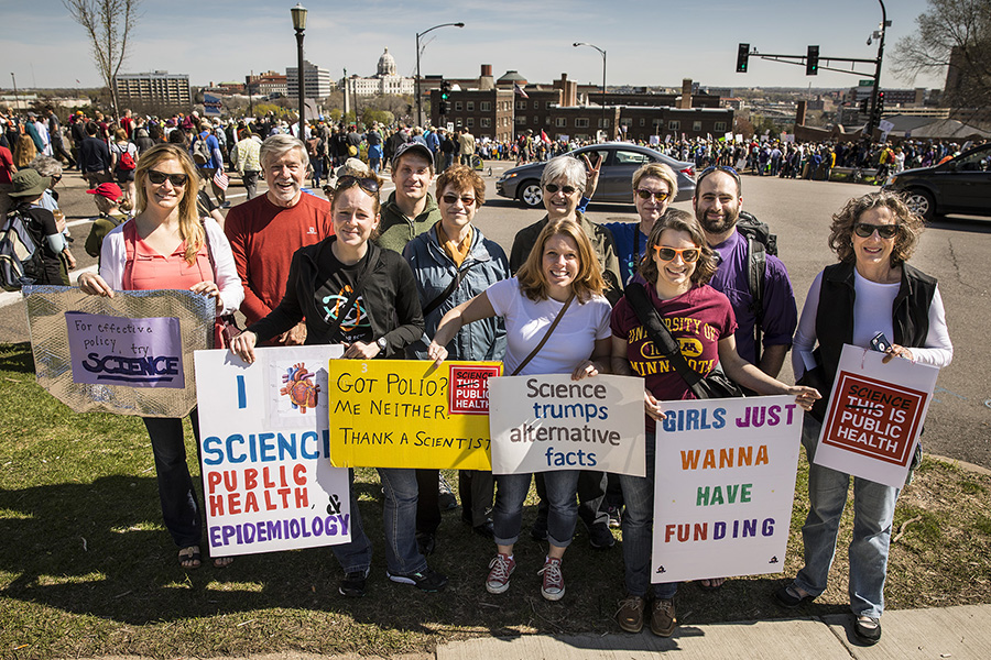 School of Public Health faculty, staff, and students at the March for Science in St. Paul, Minn on April 22