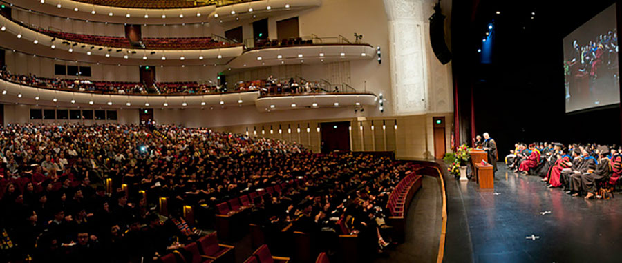 students graduating at northrop auditorium